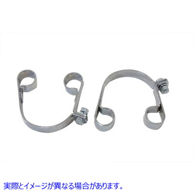31-9976 クロームマフラークランプセット 取寄せ Vツイン Chrome Muffler Clamp Set (検索用／ Paughco 725I