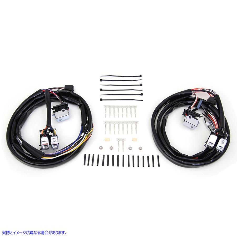 32-1135 ハンドルバー スイッチ キット クローム 60 インチ ワイヤー付き 取寄せ Vツイン Handlebar Switch Kit Chrome with 60