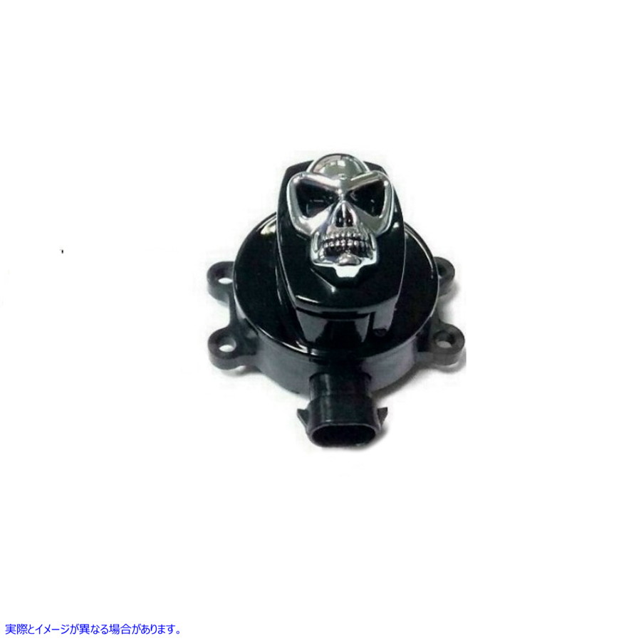 32-1440 クロームスカル付きブラックイグニッションスイッチ 取寄せ Vツイン Black Ignition Switch with Chrome Skull (検索用