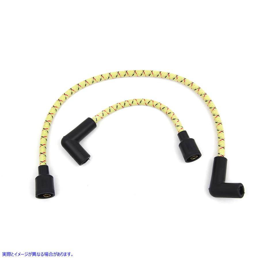 32-7338 【廃番】 Sumax イエローとブラック & レッド トレーサー 7mm スパーク プラグ ワイヤー セット 取寄せ Vツイン Sumax Y