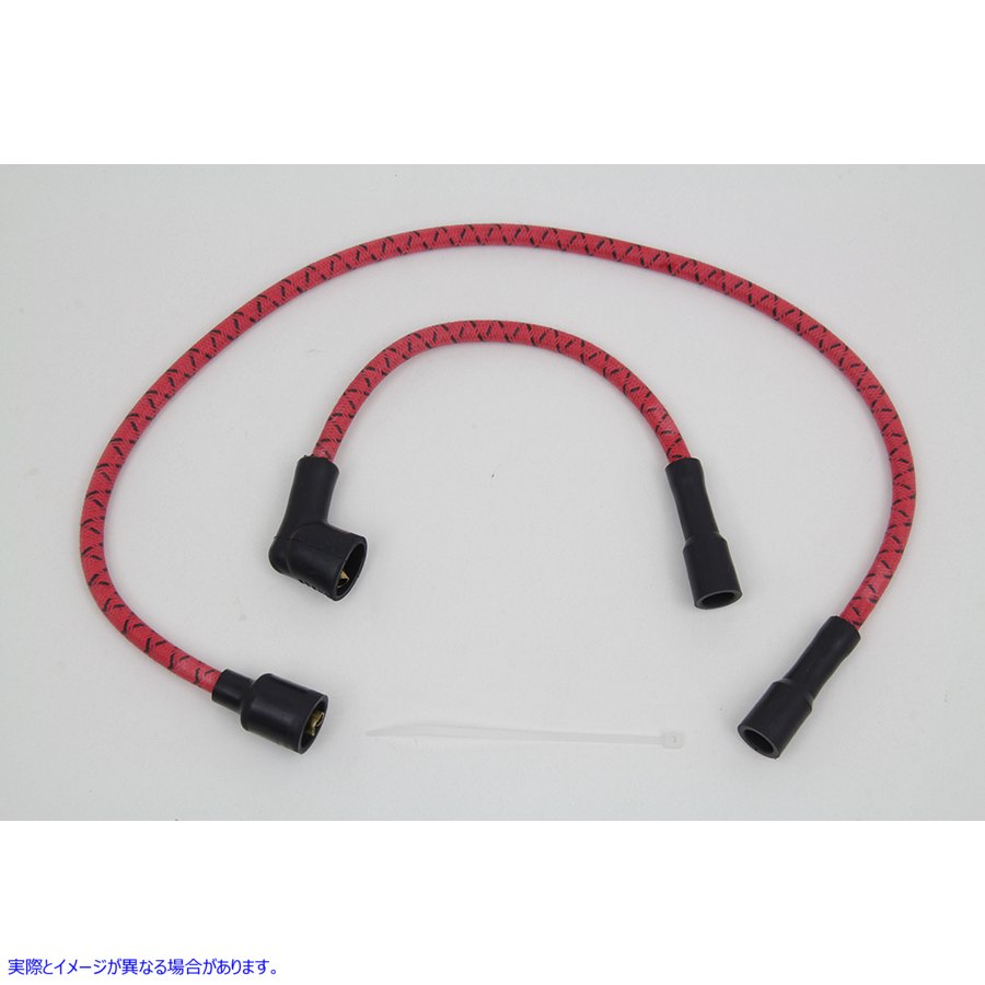 32-7342 Sumax レッドとブラックトレーサー 7mm スパークプラグワイヤーセット 取寄せ Vツイン Sumax Red with Black Tracer 7mm