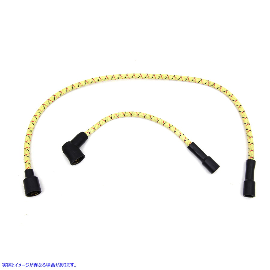 32-7343 Sumax イエローとブラック & レッド トレーサー 7mm スパーク プラグ ワイヤー セット 取寄せ Vツイン Sumax Yellow wit