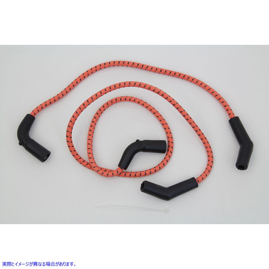 32-7353 Sumax オレンジとブラックトレーサー 7mm スパークプラグワイヤーセット 取寄せ Vツイン Sumax Orange with Black Trace