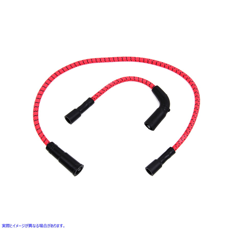32-7360 Sumax レッドとブラックトレーサー 7mm スパークプラグワイヤーセット 取寄せ Vツイン Sumax Red with Black Tracer 7mm