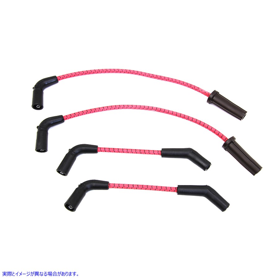 32-7375 Sumax レッドとブラックトレーサー 7mm スパークプラグワイヤーセット 取寄せ Vツイン Sumax Red with Black Tracer 7mm