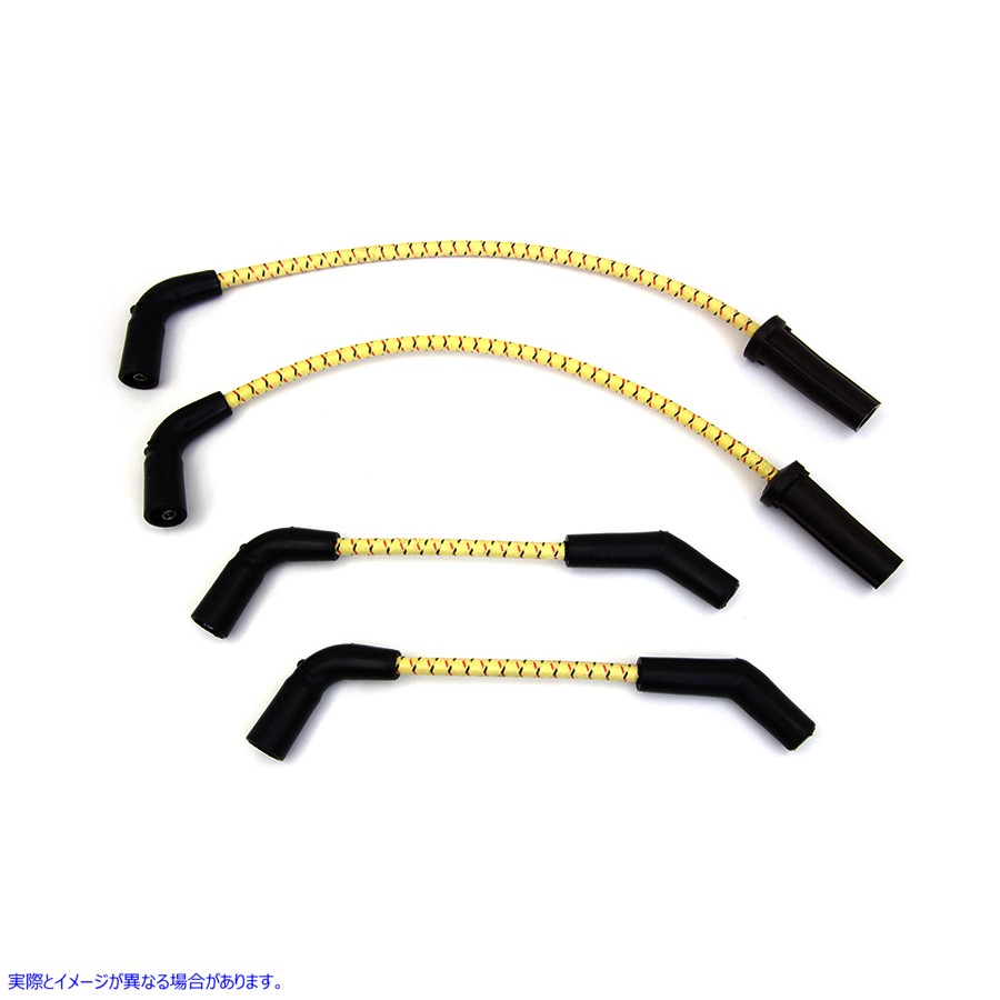 32-7376 Sumax イエローとブラック & レッド トレーサー 7mm スパーク プラグ ワイヤー セット 取寄せ Vツイン Sumax Yellow wit