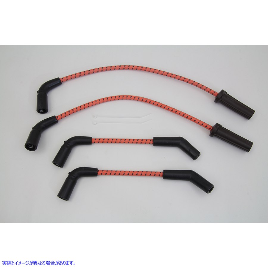 32-7378 Sumax オレンジとブラックトレーサー 7mm スパークプラグワイヤーセット 取寄せ Vツイン Sumax Orange with Black Trace