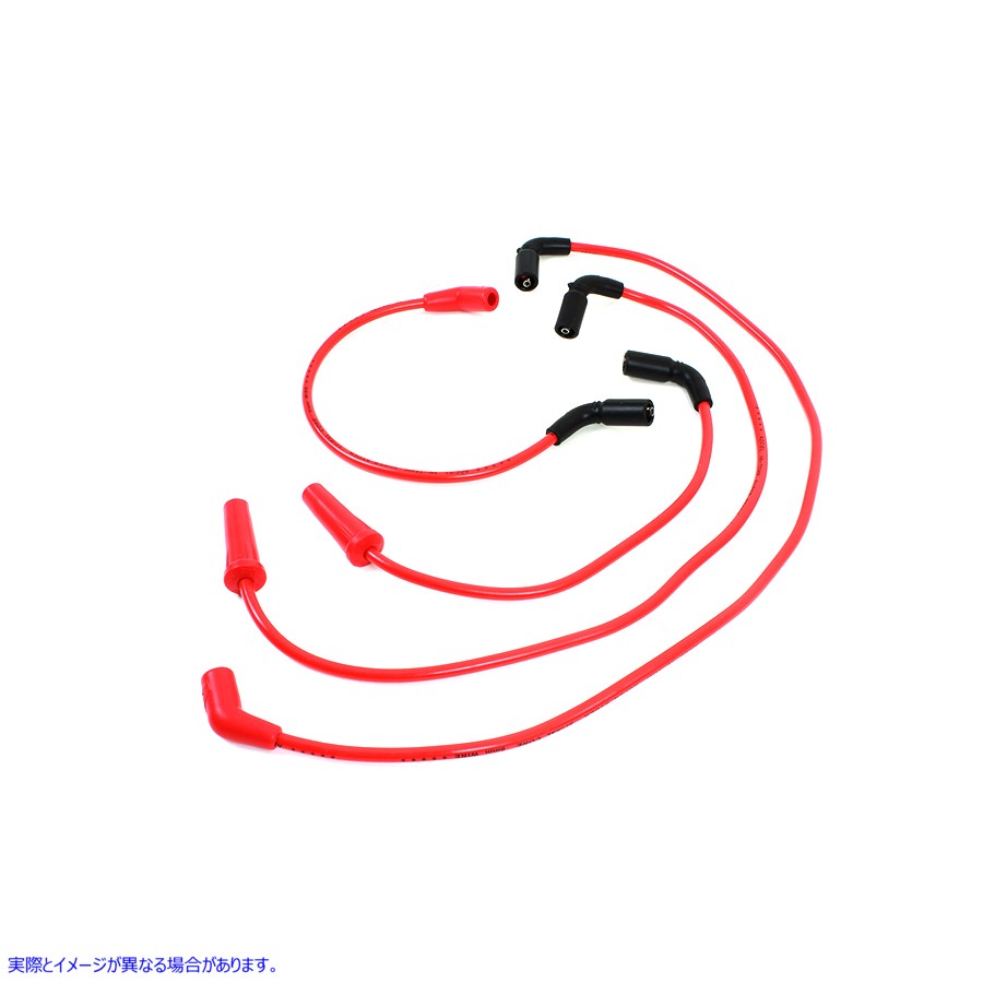 32-9192 Accel 8mm S/S スパイラルコア点火ワイヤーセット レッド 取寄せ Vツイン Accel 8mm S/S Spiral Core Ignition Wire Set
