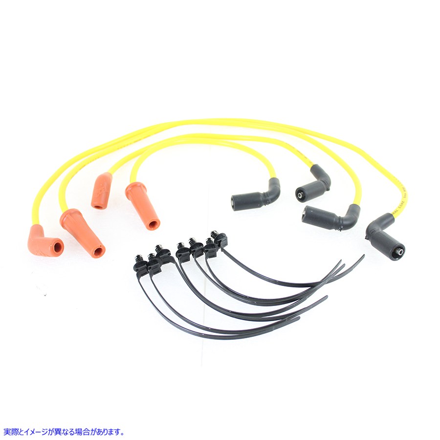 32-9193 Accel 8mm S/S スパイラルコア点火ワイヤーセット イエロー 取寄せ Vツイン Accel 8mm S/S Spiral Core Ignition Wire S