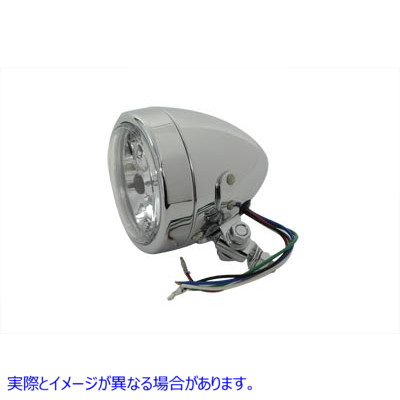 33-0030 4 インチ丸型ヘッドランプ 12 ボルト クローム 取寄せ Vツイン 4 inch Round Headlamp 12 Volt Chrome (検索用／