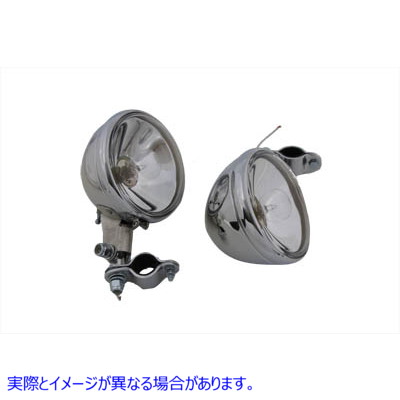 33-0038 レプリカ クローム ガイド スポットランプ セット 6 ボルト 取寄せ Vツイン Replica Chrome Guide Spotlamp Set 6 Volt