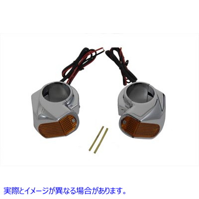 33-0047 クローム フロント ウインカー マーカー ランプ セット 取寄せ Vツイン Chrome Front Turn Signal Marker Lamp Set (検