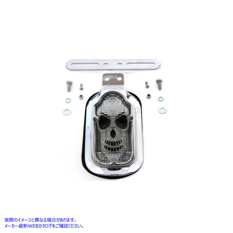 33-0205 スカルフェイストゥームストーンテールランプ クリアレンズ 取寄せ Vツイン Skull Face Tombstone Tail Lamp Clear Lens