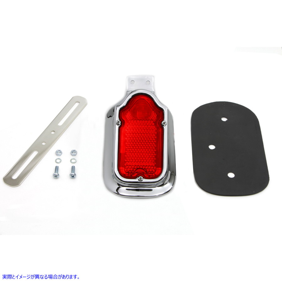 33-0305 クロームトゥームストーンスタイルテールランプアセンブリ 取寄せ Vツイン Chrome Tombstone Style Tail Lamp Assembly
