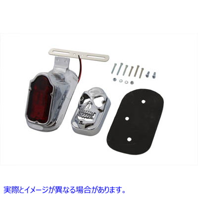 33-0313 クロームスカルグリルトゥームストーンテールランプ 取寄せ Vツイン Chrome Skull Grill Tombstone Tail Lamp (検索用／