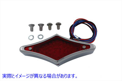 33-0354 クロームダイヤモンドLEDフラットバックテールランプ 取寄せ Vツイン Chrome Diamond LED Flat Back Tail Lamp (検索用