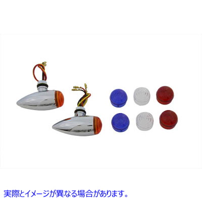 33-0486 ミニアンバーLEDバレットレンズマーカーランプセット 取寄せ Vツイン Mini Amber LED Bullet Lens Marker Lamp Set (検