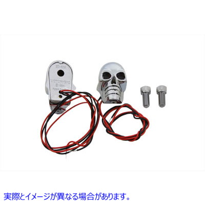 33-0626 2インチクロームスカルマーカーランプ、赤色LED付き 取寄せ Vツイン 2 inch Chrome Skull Marker Lamp with Red LED (検