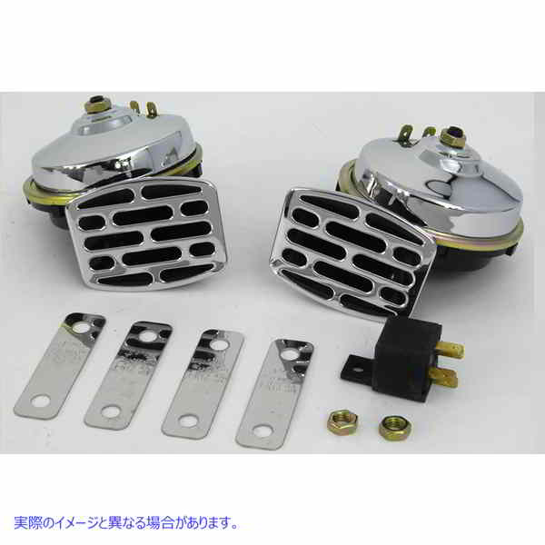 33-0648 クローム 12 ボルト ツイン ホーン セット 取寄せ Vツイン Chrome 12 Volt Twin Horn Set (検索用／