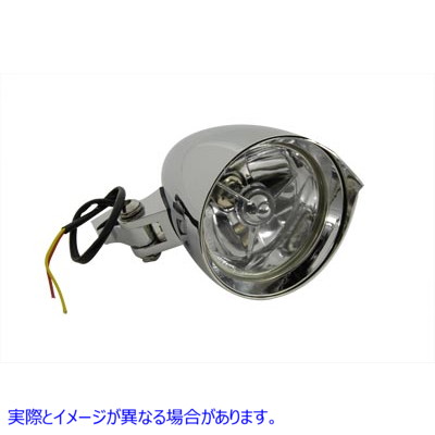 33-0659 4-1/2 インチ ラウンド クローム ビレット ヘッドランプ 取寄せ Vツイン 4-1/2 inch Round Chrome Billet Headlamp (検