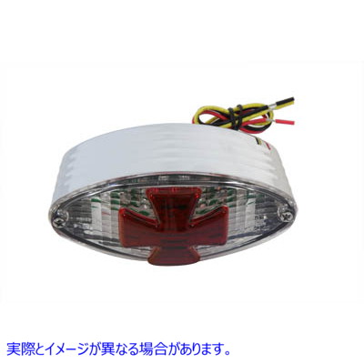 33-0750 マルタインセットクリアレンズ赤十字オーバルテールランプ 取寄せ Vツイン Oval Tail Lamp with Maltese Inset Clear Le
