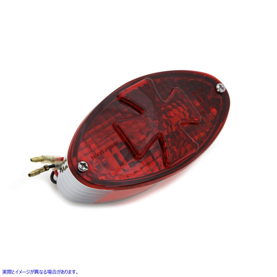 33-0751 マルタインセットレッドレンズ付きオーバルテールランプ赤十字 取寄せ Vツイン Oval Tail Lamp with Maltese Inset Red