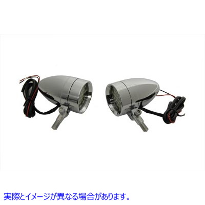 33-0763 クロームバレットマーカーランプセット（アンバーLED付き） 取寄せ Vツイン Chrome Bullet Marker Lamp Set with Amber