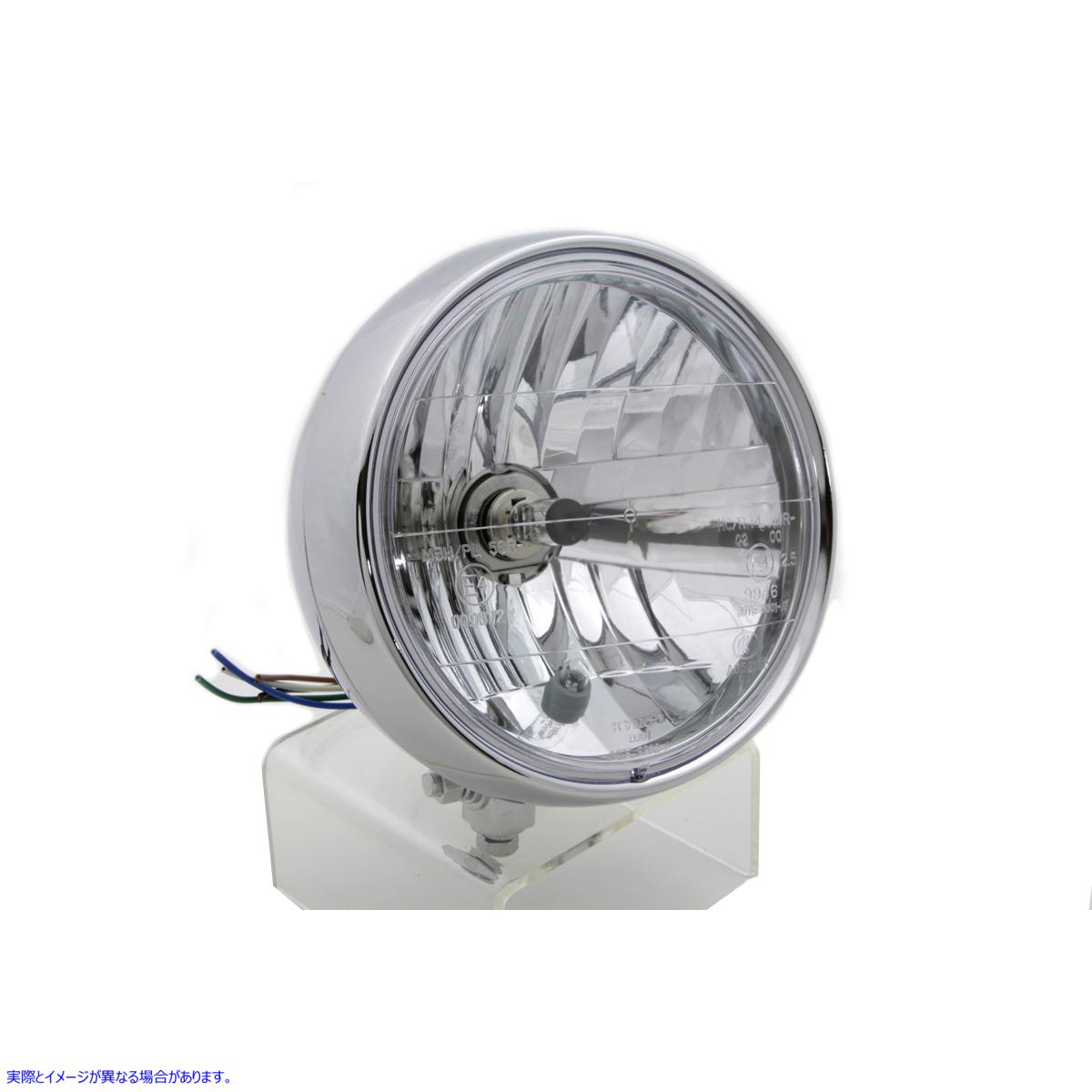 33-0962 6 インチ ラウンド ヘッドランプ スチール クローム 取寄せ Vツイン 6 inch Round Headlamp Steel Chrome (検索用／