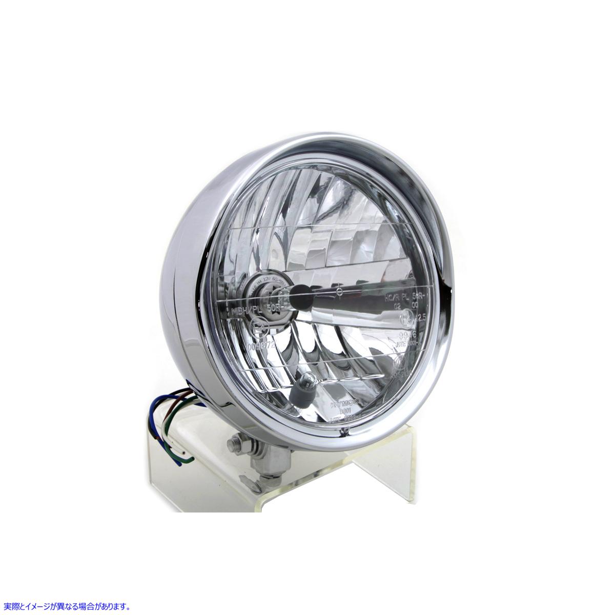 33-0963 6-1/2 インチ ラウンド ヘッドランプ スチール クローム 取寄せ Vツイン 6-1/2 inch Round Headlamp Steel Chrome (検索