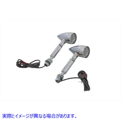 33-1073 ウインカーセット ブレットスタイル レッド ロングスタッド付き 取寄せ Vツイン Turn Signal Set Bullet Red with Long