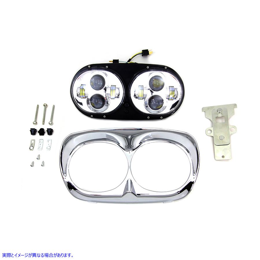 33-1100 クロームデュアルLEDヘッドランプユニット 取寄せ Vツイン Chrome Dual LED Headlamp Unit (検索用／67700109