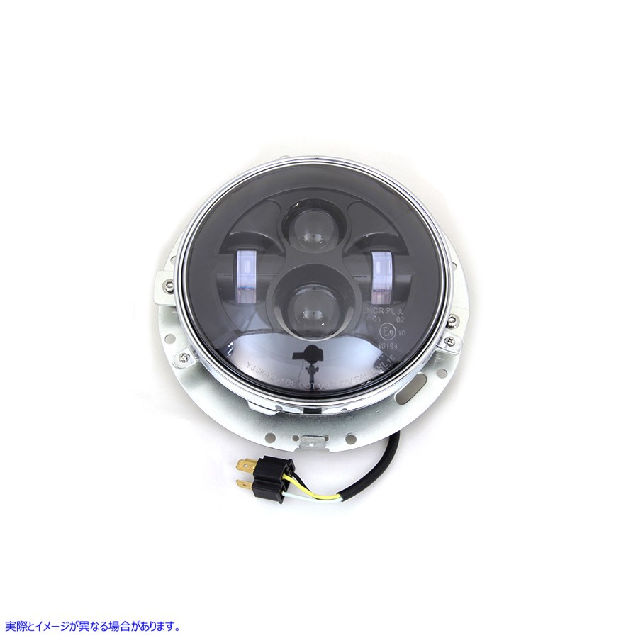 33-1105 7 インチ LED ヘッドランプ アセンブリ グロス ブラック 取寄せ Vツイン 7 inch LED Headlamp Assembly Gloss Black (検