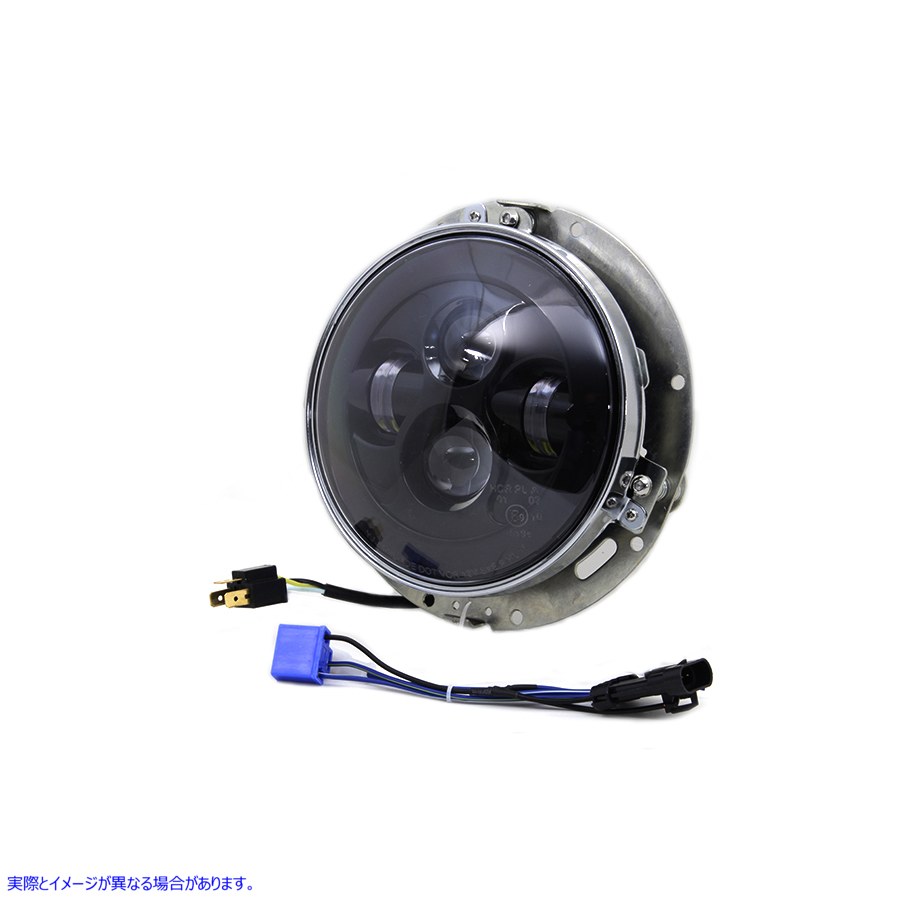 33-1107 7 インチ LED ヘッドランプ アセンブリ グロス ブラック 取寄せ Vツイン 7 inch LED Headlamp Assembly Gloss Black (検