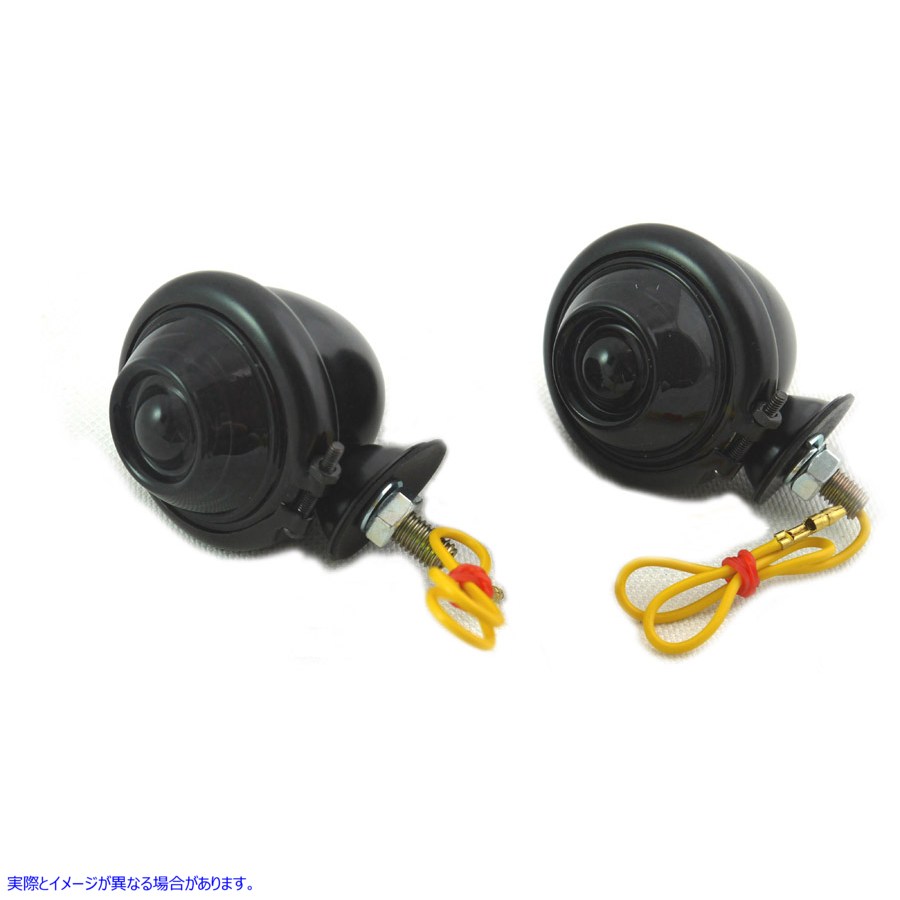 33-1127 ブラック ウインカー セット ブレット スモークレンズ付き 取寄せ Vツイン Black Turn Signal Set Bullet with Smoked L