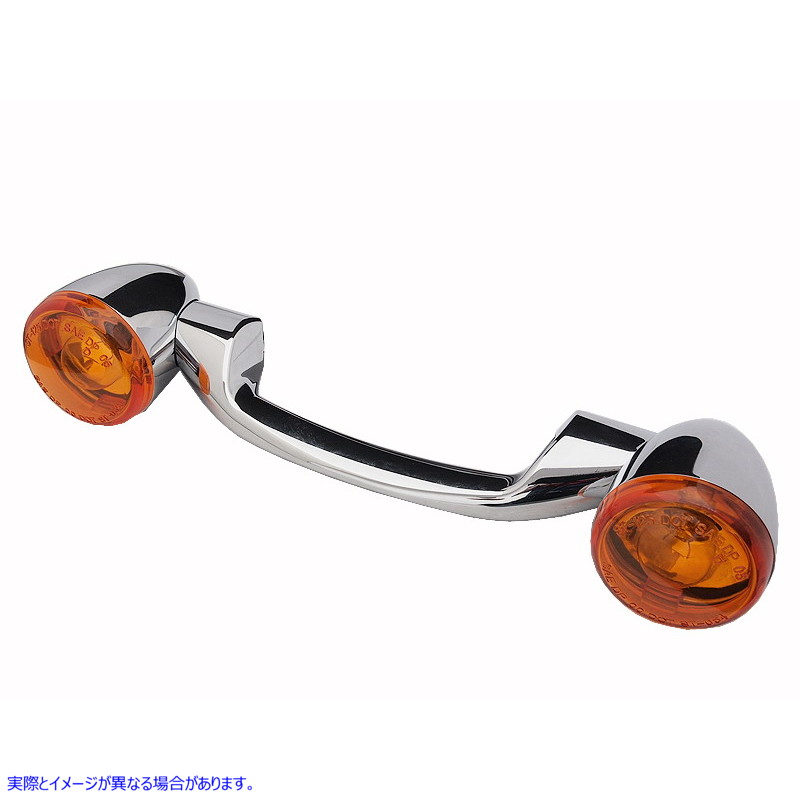 33-1175 クローム Revox ターンシグナルバー (ランプ付き) 取寄せ Vツイン Chrome Revox Turn Signal Bar with Lamps (検索用／