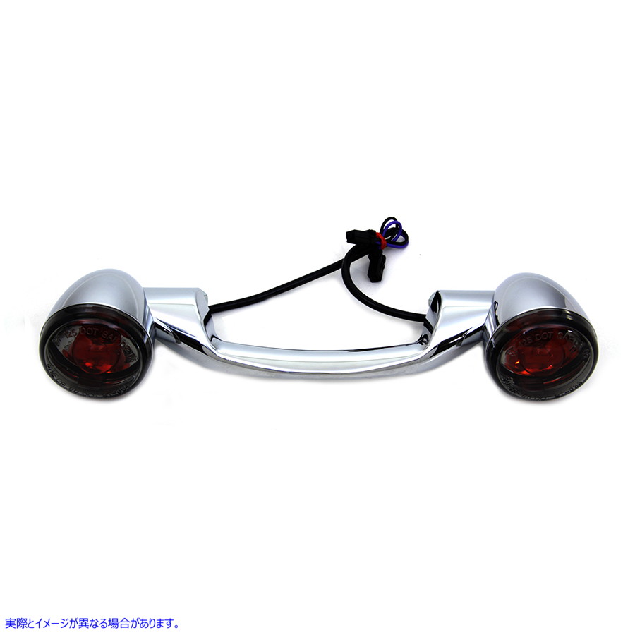 33-1177 クロムスチール Revox ターンシグナルバー (ランプ付き) 取寄せ Vツイン Chrome Steel Revox Turn Signal Bar with Lamp
