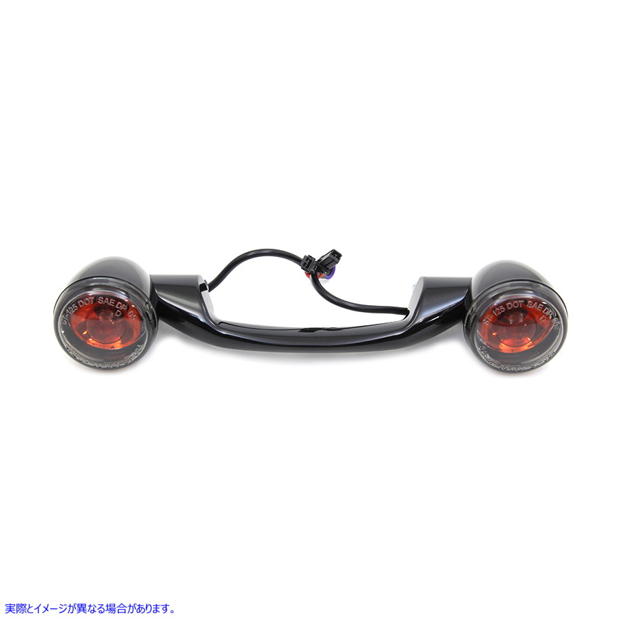 33-1178 ブラック Revox ターンシグナルバー ランプ付き 取寄せ Vツイン Black Revox Turn Signal Bar with Lamps (検索用／