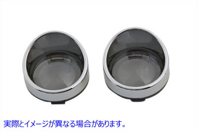 33-1273 クロームウインカーベゼル スモークレンズ 取寄せ Vツイン Chrome Turn Signal Bezel Smoke Lens (検索用／