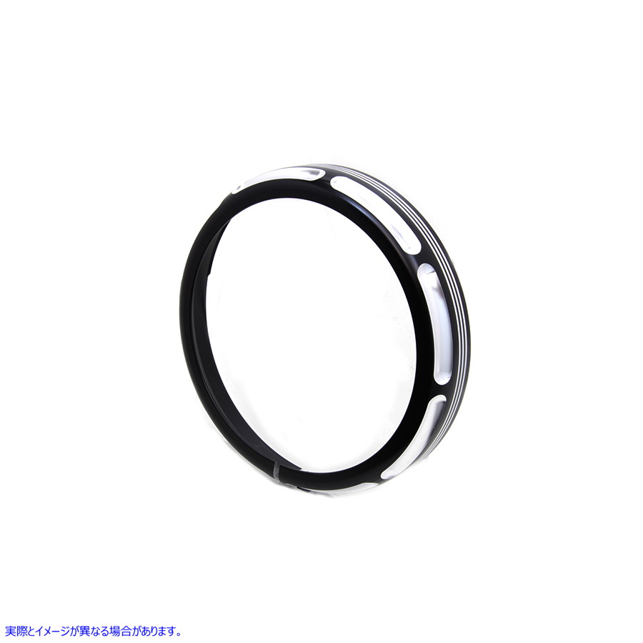 33-1477 7 インチ ブラック アルマイト バースト ヘッドランプ トリム リング 取寄せ Vツイン 7 inch Black Anodize Burst Headl