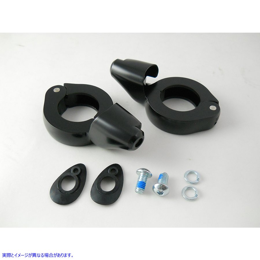 33-1497 ブラック ターン シグナル リロケーション キット 39mm フォーク 取寄せ Vツイン Black Turn Signal Relocation Kit 39m