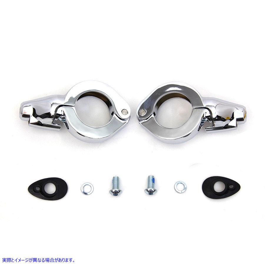 33-1498 クローム ターン シグナル リロケーション キット 41mm フォーク 取寄せ Vツイン Chrome Turn Signal Relocation Kit 41