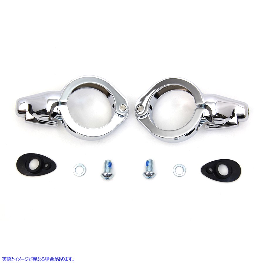 33-1500 クローム ターン シグナル リロケーション キット 49mm フォーク 取寄せ Vツイン Chrome Turn Signal Relocation Kit 49