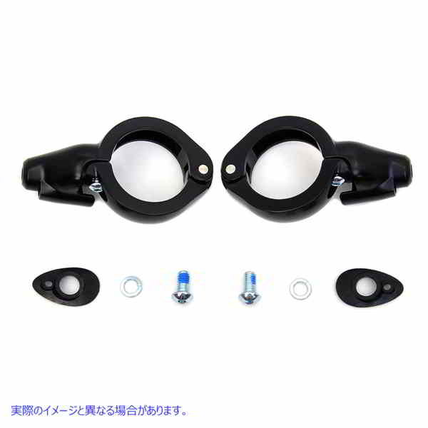 33-1501 ブラック ターン シグナル リロケーション キット 49mm フォーク 取寄せ Vツイン Black Turn Signal Relocation Kit 49m