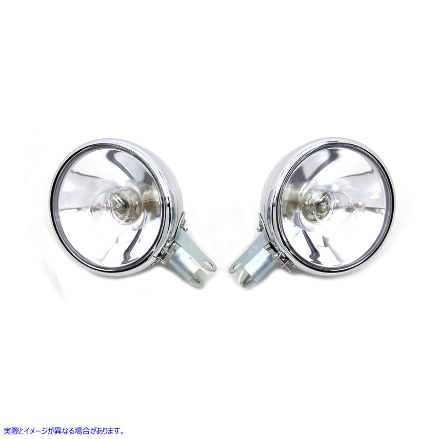 33-1520 レプリカ クローム ガイド スポットランプ セット 6 ボルト 取寄せ Vツイン Replica Chrome Guide Spotlamp Set 6 Volt