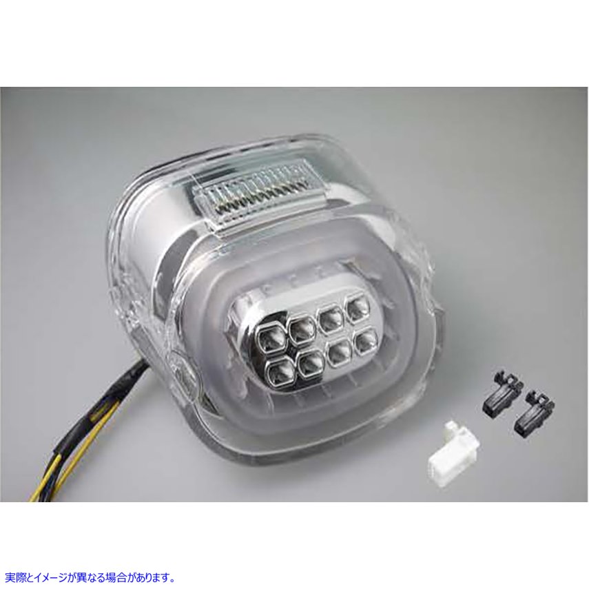 33-1641 LEDウインカー付きクロームレンズテールランプ 取寄せ Vツイン Chrome Lens Tail Lamp with LED Turn Signals (検索用／