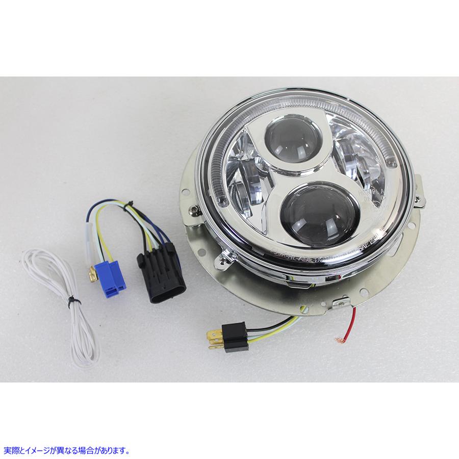 33-1644 7 インチ LED ヘッドランプ アセンブリ クローム 取寄せ Vツイン 7 inch LED Headlamp Assembly Chrome (検索用／