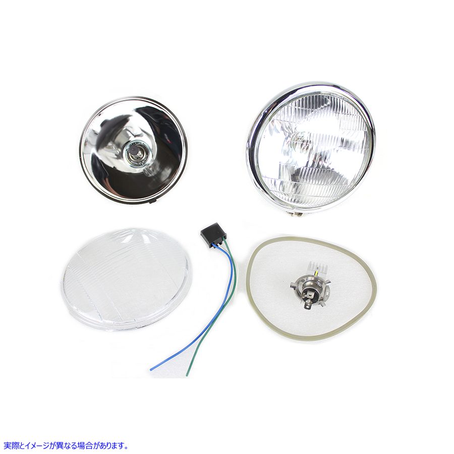 33-1790 6-1/2 インチ スプリング フォーク 6 ボルト LED ヘッドランプ クローム 取寄せ Vツイン 6-1/2 inch Spring Fork 6 Volt