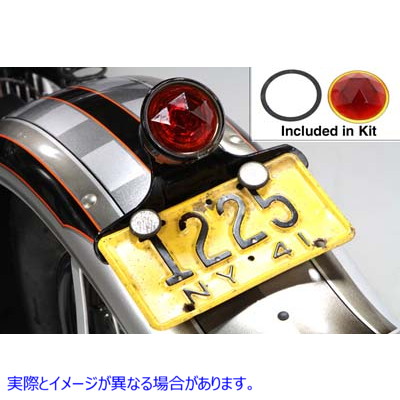 33-1942 ファセットラウンドテールランプレンズレッド 取寄せ Vツイン Faceted Round Tail Lamp Lens Red (検索用／