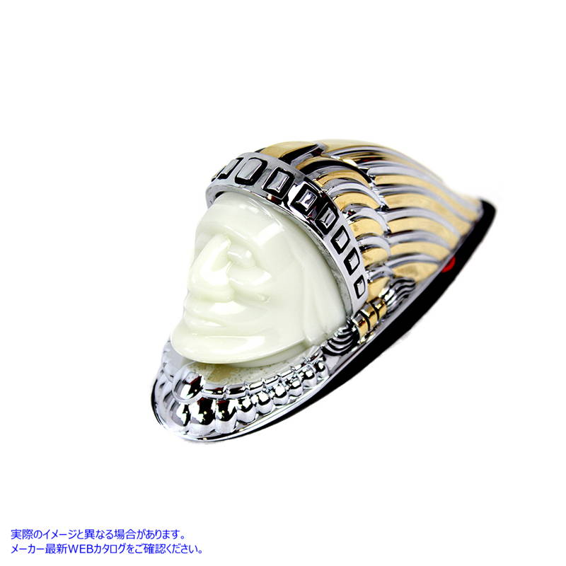 33-1945 インディアン ヘッド フェンダー オーナメント クローム アンド ゴールド 取寄せ Vツイン Indian Face Front Fender Lam