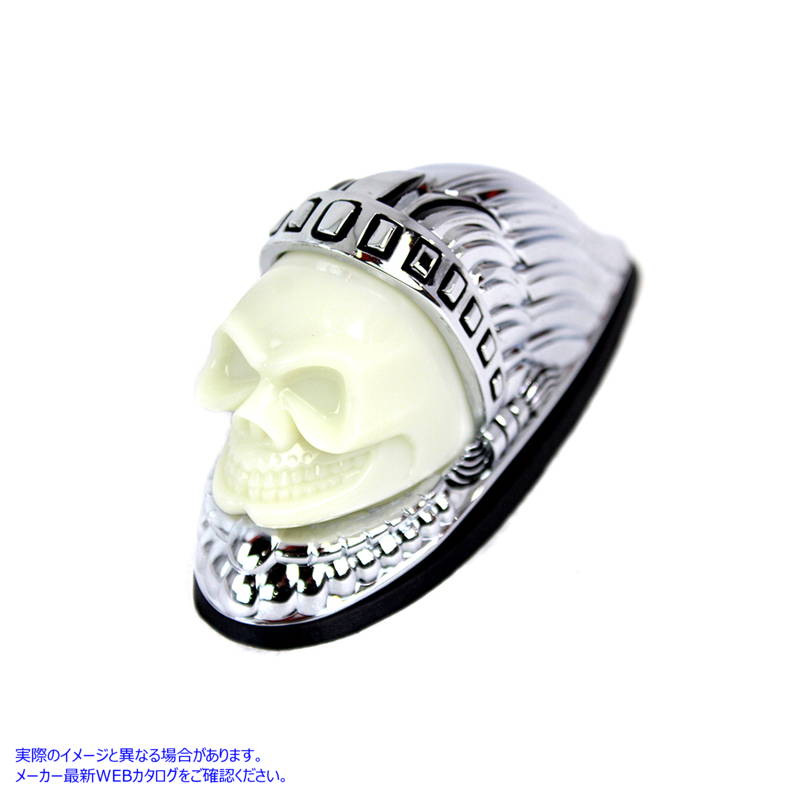 33-1946 スカルヘッドフェンダーオーナメント クローム 取寄せ Vツイン Skull Head Front Fender Lamp Chrome (検索用／